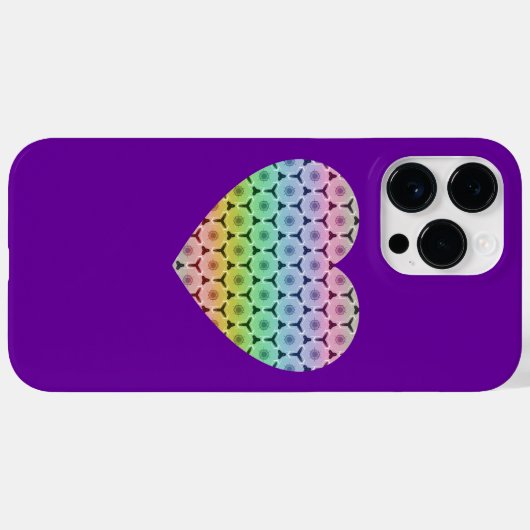Kaleidoskop-Honigwabenherz auf lila Case-Mate iPhone Hülle (Rückseite (Horizontal))
