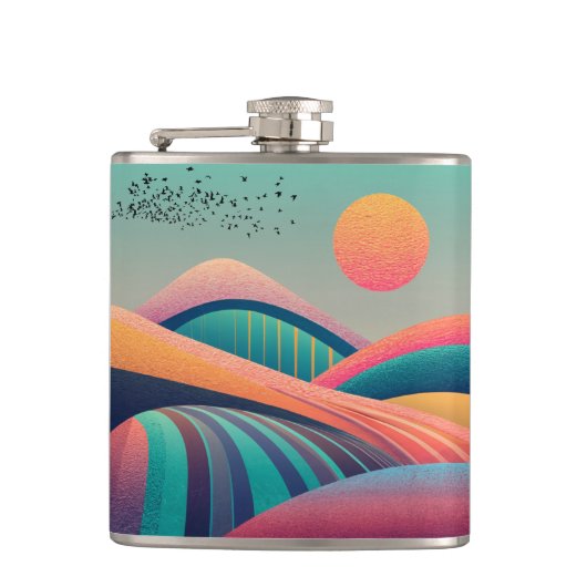 Kaleidoskop Hügel Landschaft Flachmann (Vorderseite)