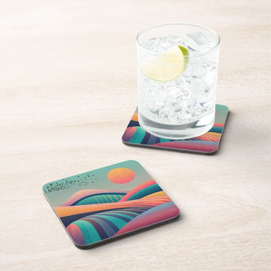 Kaleidoskop Hügel Landschaft Getränkeuntersetzer (Rechte Seite)