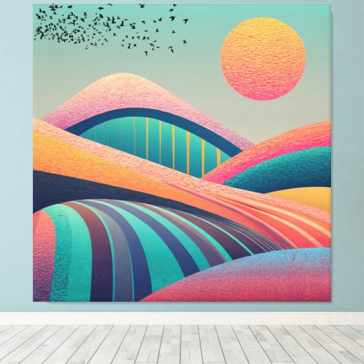 Kaleidoskop Hügel Landschaft Leinwanddruck (Insitu (Holzboden))