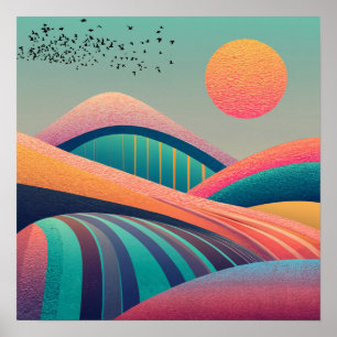 Kaleidoskop Hügel Landschaft Poster