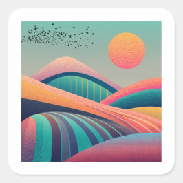 Kaleidoskop Hügel Landschaft Quadratischer Aufkleber