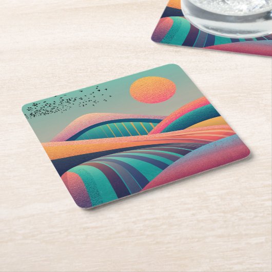 Kaleidoskop Hügel Landschaft Rechteckiger Pappuntersetzer (angewinkelt)
