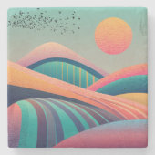 Kaleidoskop Hügel Landschaft Steinuntersetzer (Vorderseite)