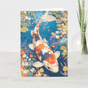 Kaleidoskop Koi Schwimmen in Blumengewässern Karte