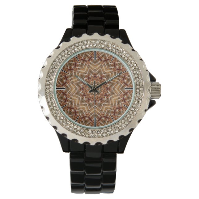 Kaleidoskop Light Brown Star Armbanduhr (Vorderseite)