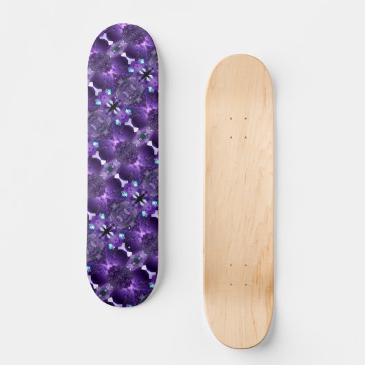 Kaleidoskop Lila Abstraktes Fraktal Psychedelisch Skateboard (Vorderseite)