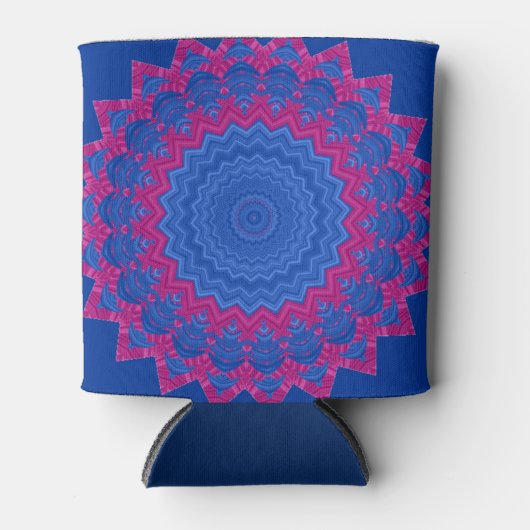 Kaleidoskop Magenta und Blauer Kreis Dosenkühler (Vorderseite)