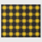 Kaleidoskop Mandala Art Energy Blumen Yellow Geschenkpapier (Flach)