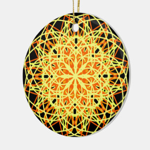 Kaleidoskop Mandala Art Energy Blumen Yellow Keramikornament