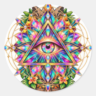 Kaleidoskop-Mandala-Augen-Aufkleber Runder Aufkleber
