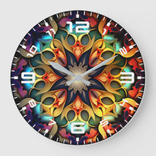 Kaleidoskop Mandala Blume Design-23091 Große Wanduhr