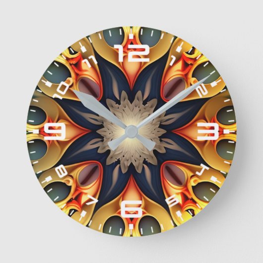 Kaleidoskop Mandala Blume Design-23091 Runde Wanduhr (Vorderseite)