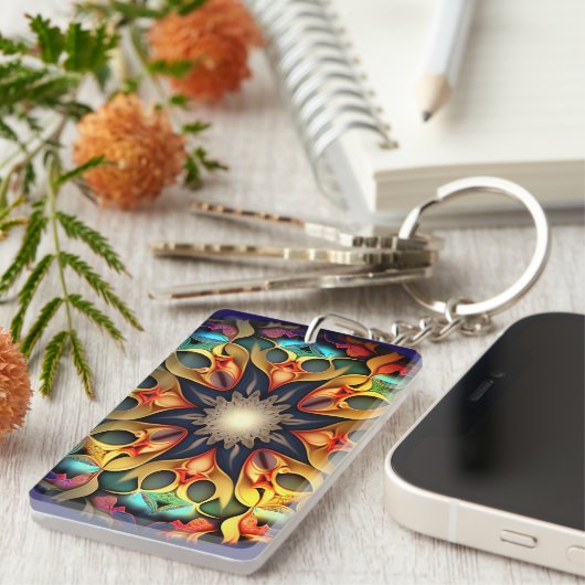 Kaleidoskop Mandala Blume Design-23091 Schlüsselanhänger (Vorderseite rechts)