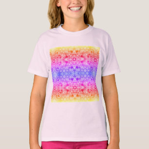 Kaleidoskop-Mandala in Blau, Gelb und Pink T-Shirt