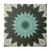 Kaleidoskop Mandala in Grün und Blau Fliese (Vorderseite)