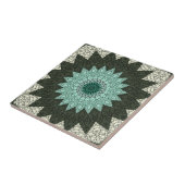 Kaleidoskop Mandala in Grün und Blau Fliese (Seite)