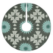 Kaleidoskop Mandala in Grün und Blau Polyester Weihnachtsbaumdecke (Vorderseite)