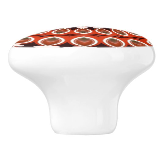 Kaleidoskop Mandala Keramik Knopf in Rot Keramikknauf (Seitenansicht)