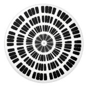 Kaleidoskop Mandala Keramik Knopf schwarz-weiß Keramikknauf (Vorderseite)