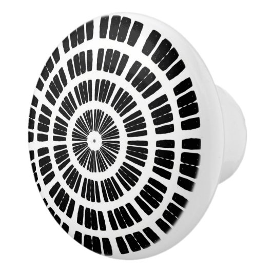 Kaleidoskop Mandala Keramik Knopf schwarz-weiß Keramikknauf (Rechts)