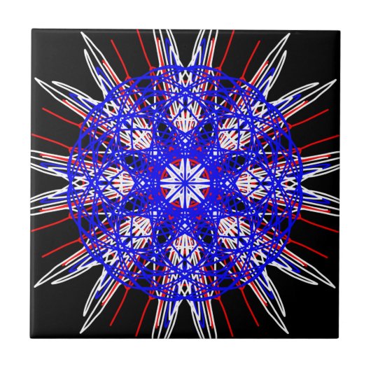 Kaleidoskop mandala kunst schwarz-weiß fliese (Vorderseite)