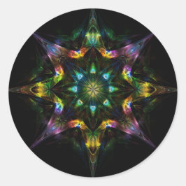 Kaleidoskop Mandala - Lila grünes Schwarz Runder Aufkleber