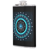 Kaleidoskop Mandala mit schwarzem Hintergrund Flachmann (Links)