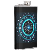 Kaleidoskop Mandala mit schwarzem Hintergrund Flachmann (Rechts)