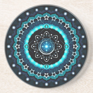 Kaleidoskop Mandala mit schwarzem Hintergrund Getränkeuntersetzer
