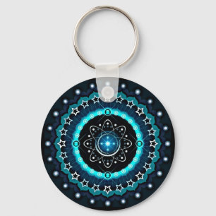 Kaleidoskop Mandala mit schwarzem Hintergrund Schlüsselanhänger
