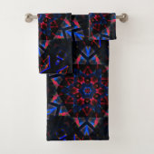 Kaleidoskop mit Hexagon, blau bis lachsfarbig Badhandtuch Set (Insitu)