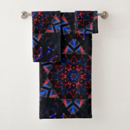 Kaleidoskop mit Hexagon, blau bis lachsfarbig Badhandtuch Set