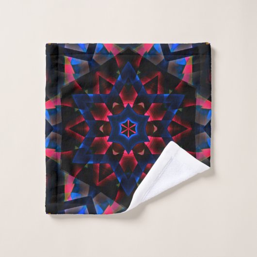 Kaleidoskop mit Hexagon, blau bis lachsfarbig Badhandtuch Set (Waschlappen)
