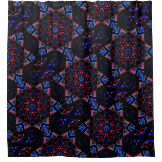 Kaleidoskop mit Hexagon, blau bis lachsfarbig Duschvorhang (Vorderseite)