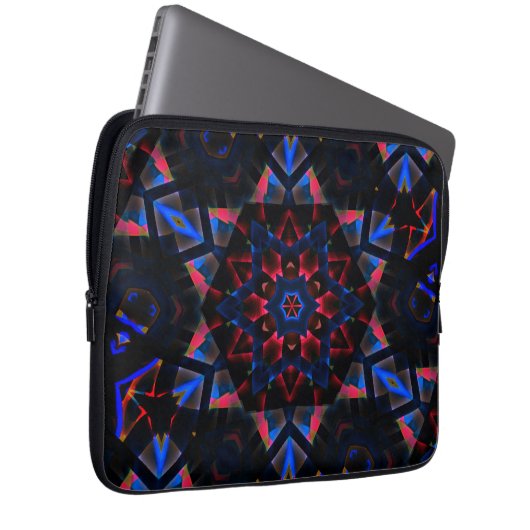 Kaleidoskop mit Hexagon, blau bis lachsfarbig Laptopschutzhülle (Vorne Rechts)