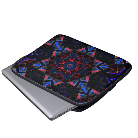 Kaleidoskop mit Hexagon, blau bis lachsfarbig Laptopschutzhülle (Vorne Knopf)
