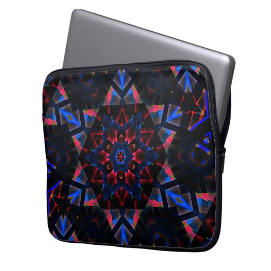 Kaleidoskop mit Hexagon, blau bis lachsfarbig Laptopschutzhülle (Vorderseite Links)