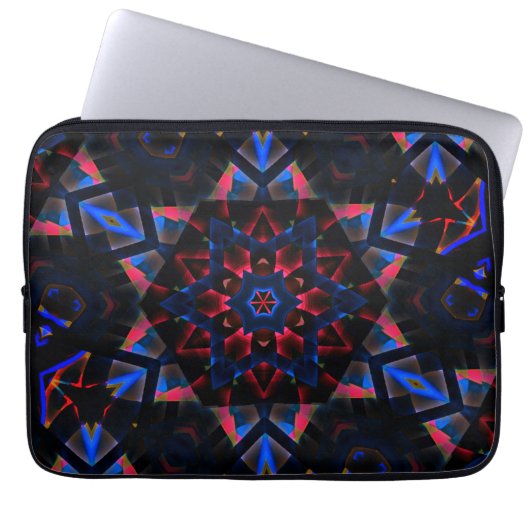 Kaleidoskop mit Hexagon, blau bis lachsfarbig Laptopschutzhülle (Vorderseite)