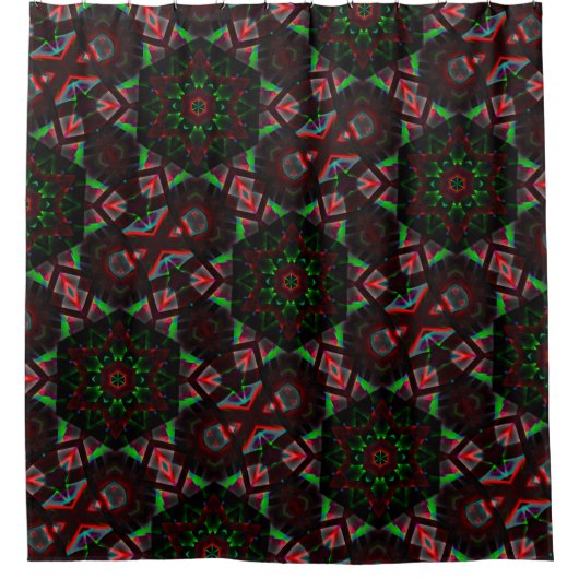 Kaleidoskop mit Hexagon, grün und rot Duschvorhang (Vorderseite)