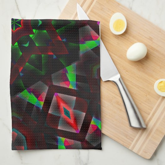 Kaleidoskop mit Hexagon, grün und rot Geschirrtuch (Viertel Falte)