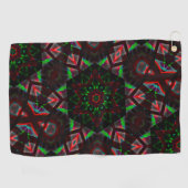Kaleidoskop mit Hexagon, grün und rot Golfhandtuch (Horizontal)