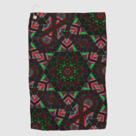 Kaleidoskop mit Hexagon, grün und rot Golfhandtuch