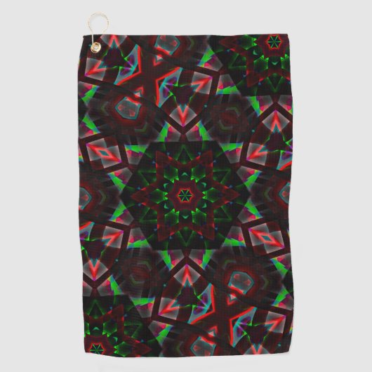 Kaleidoskop mit Hexagon, grün und rot Golfhandtuch (Vorderseite)