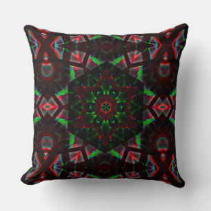 Kaleidoskop mit Hexagon, grün und rot Kissen
