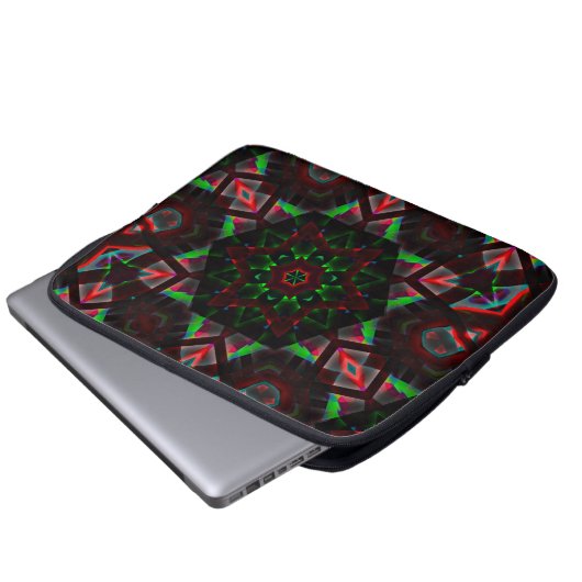 Kaleidoskop mit Hexagon, grün und rot Laptopschutzhülle (Vorne Knopf)