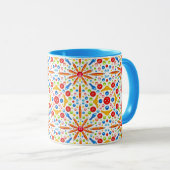 Kaleidoskop-Muster, blaue Trim, Tasse (VorderseiteRechts)