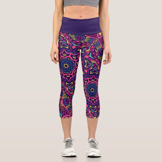 Kaleidoskop Muster Capri Leggings (Vorderseite)