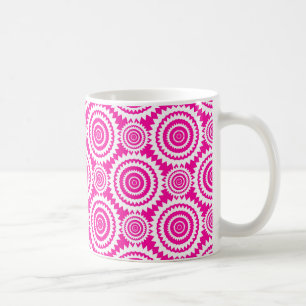 Kaleidoskop-Muster (Hot Pink und White Geometric) Kaffeetasse