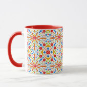 Kaleidoskop-Muster, roter Besatz, Tasse (Links)